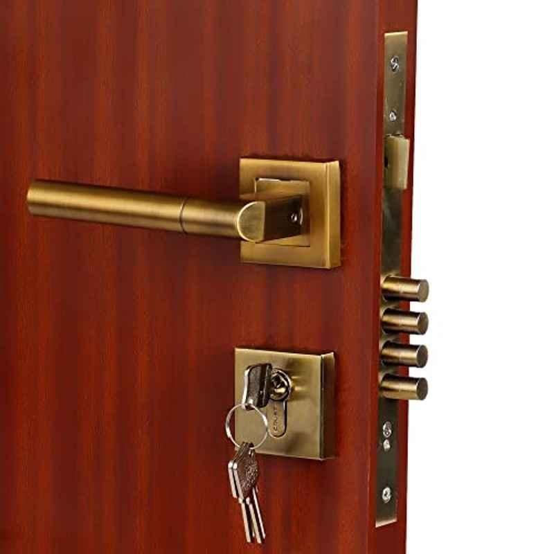 Handle Waala Rose MG303 Stainless Steel Antique Brass Finish Both Side Key Mortise Door Lock Set