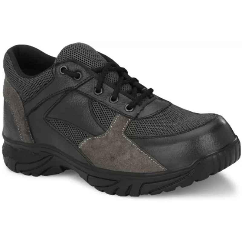 Infantry I203 Leather Steel Toe Black Safety Shoes, Size: 10