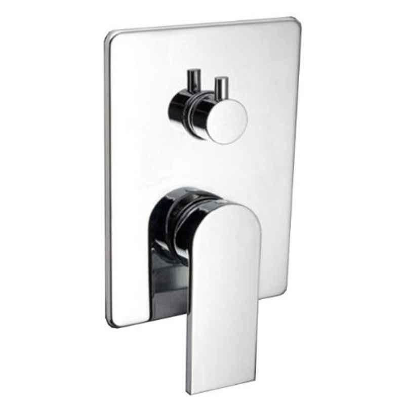 Drizzle Brass Chrome Finish Silver 4 Way Single Lever Square Diverter, ASQUAR4DIVERT