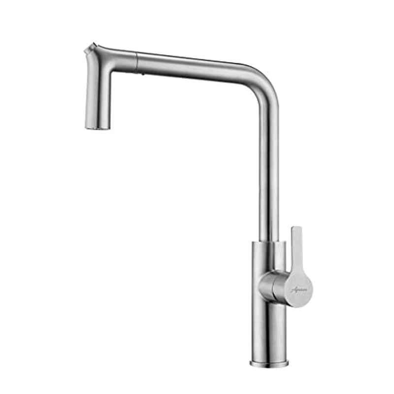 Aquieen Escale Stainless Steel 304 Black Pull Out Kitchen Sink Spring Mixer with Connecting Hoses