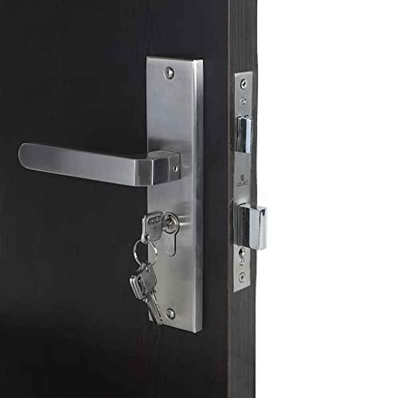 Homexpert LB303-CYS-BSK 8 inch 60mm Stainless Steel Silver Cylindrical Plate Both Side Key Mortise Door Lock Set