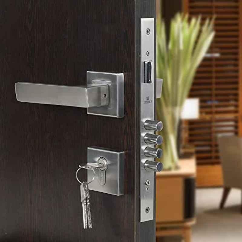 Voltizi Stainless Steel Matt Finish Mortise Bedroom Door Lock Handle Set with 3 Keys for Home, Office & Hotel, LB10002