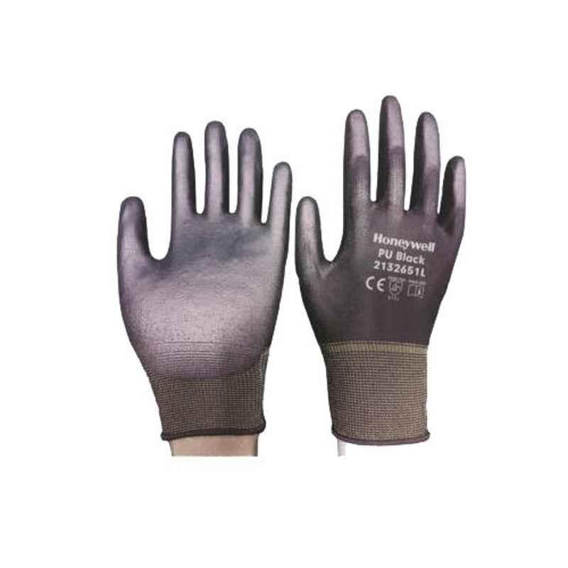 Honeywell Black PU Coated Polyester Knitted Gloves, 2132651, Size: L (Pack of 80)