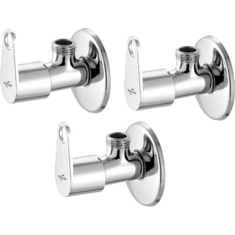 Neelkund Eva Brass Silver Chrome Plated Angle Valve (Pack of 3)