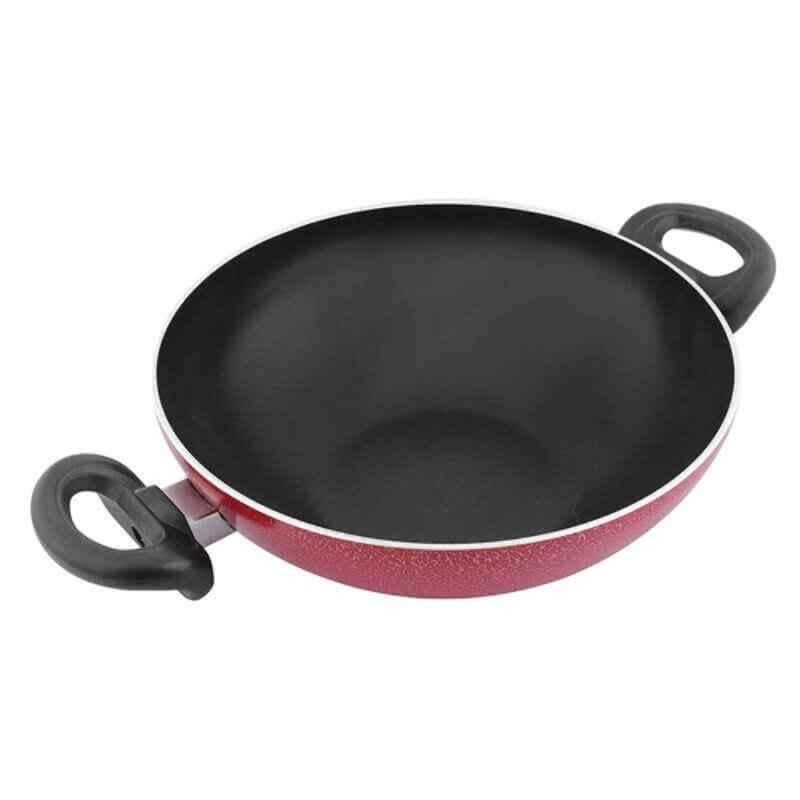 Nirlep Sakhi 24cm Red Aluminium Non Stick Kadhai without Lid, SKR24 (Pack of 5)