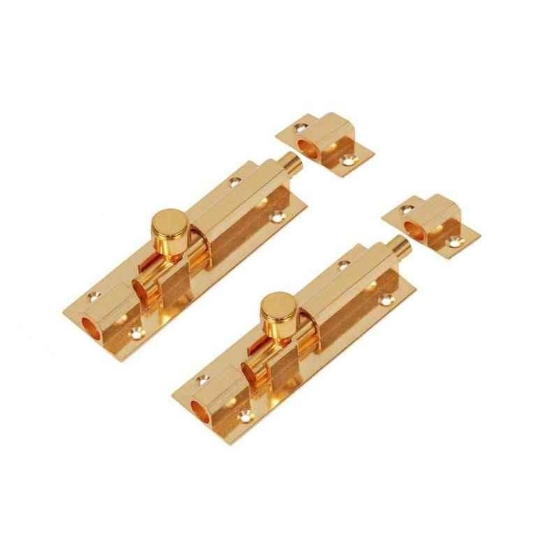 Smart Shophar 10 inch Brass Gold Hex Tower Bolt, SHA10TW-HEX-GL10-P2 (Pack of 2)