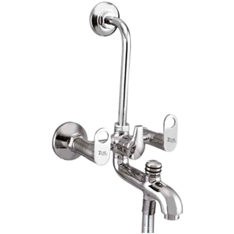 Zoie Orneo Brass Silver Chrome Finish 3 in 1 Wall Mixer, Z31022