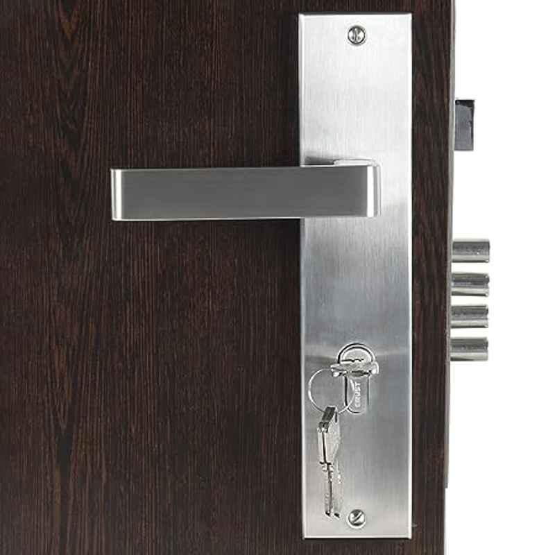 Handle Waala Lumbretta 10 inch 60mm Stainless Steel Silver Cylindrical Plate Both Side Key Mortise Door Lock Set
