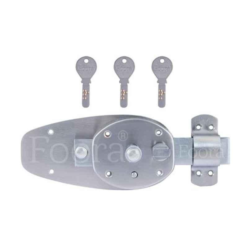 Foora 6 Turn 11 Pin Silver Inter Brass Cylinder Rim Lock with 3 Hi-Tech Keys