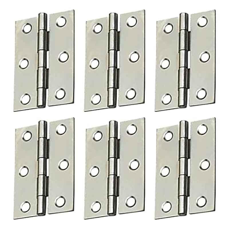 Screwtight 3 inch Iron Chrome Finish Door & Cabinet Butt Hinge, â€ŽS170105CP-6 (Pack of 6)