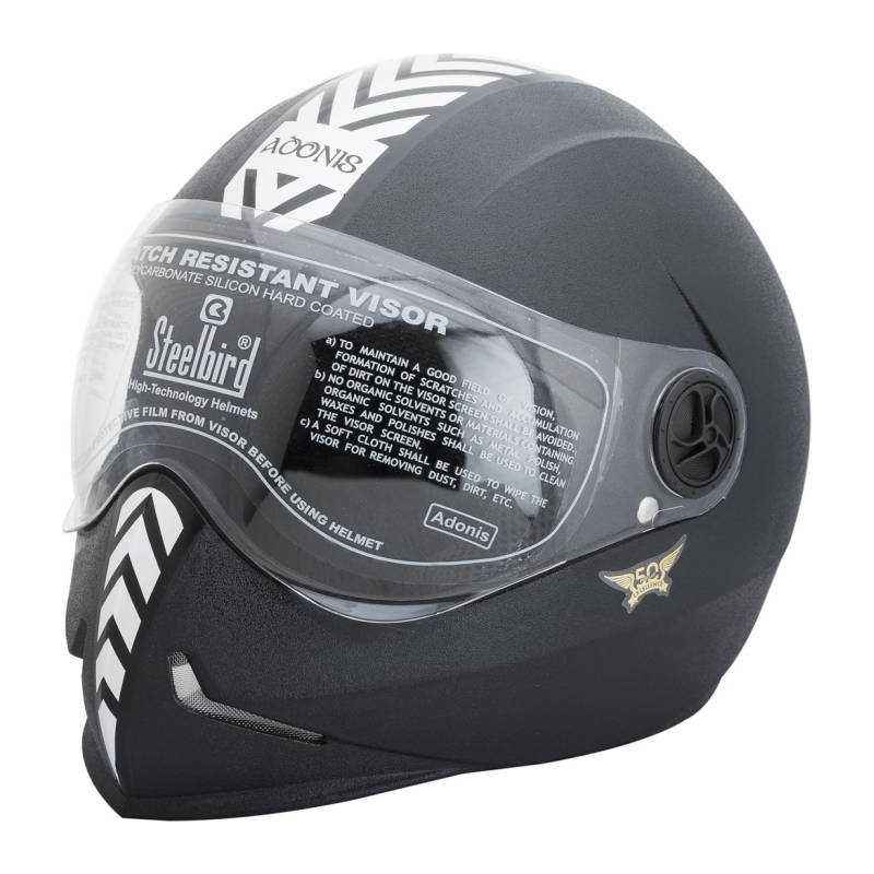 Steelbird Dashing Adonis Full Face Motorbike Helmet Black, Size (Large, 600 mm)