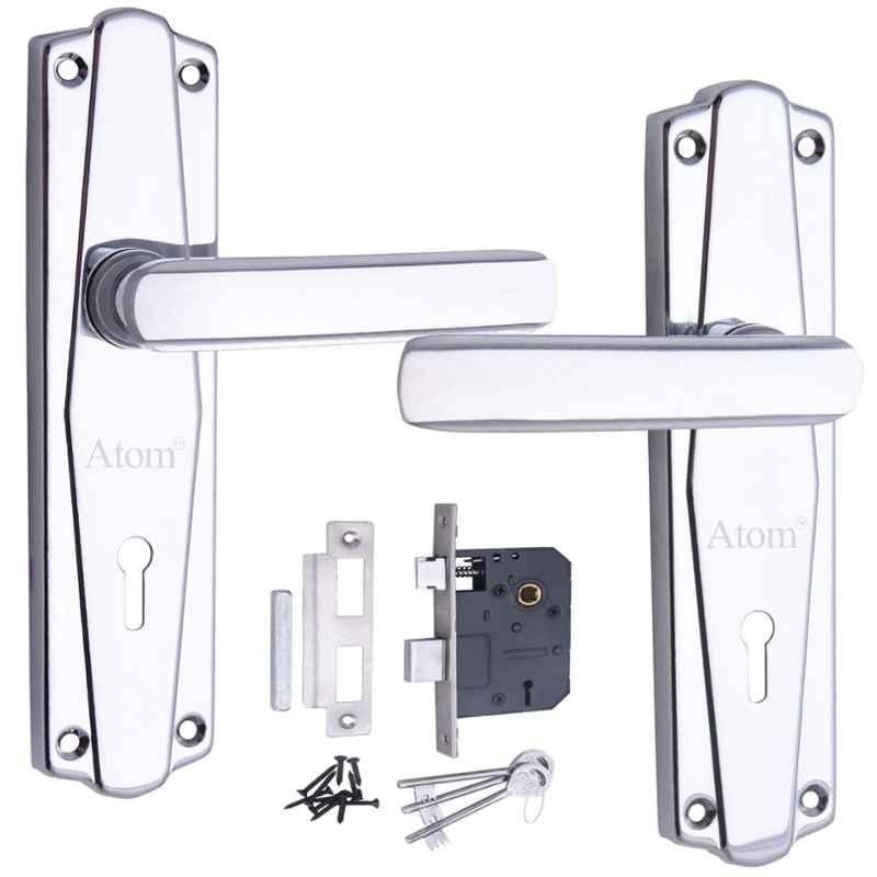 Atom 7 inch Chrome Platted Finish 6 Lever Double Stage Heavy Duty Mortise Door Lock Set, 609KY