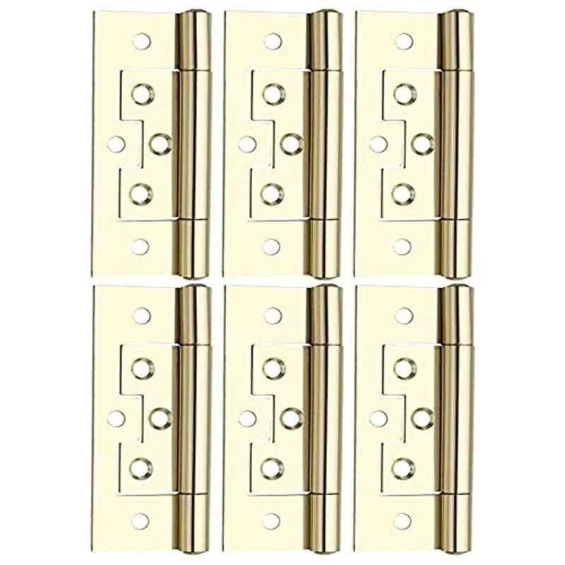Screwtight 2.5 inch Iron Brass Effect Finish Cabinet & Door Flush Hinge, â€ŽS170704EB-6 (Pack of 6)