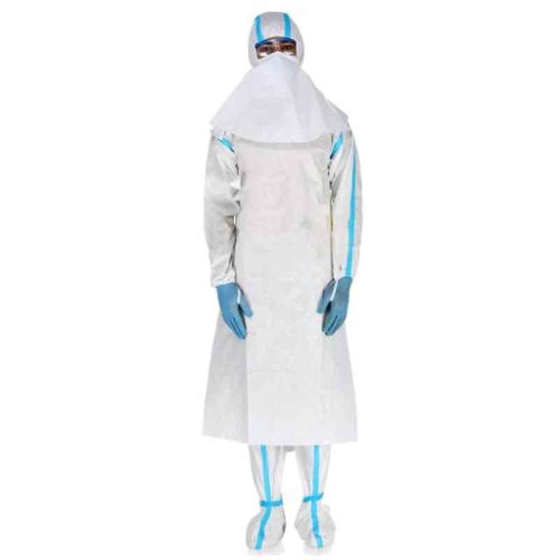 Bonjourretail xxlarge Disposable Full Body Protective Coverall Gown Suit without Tape & with Foot Cover, BT1001-M