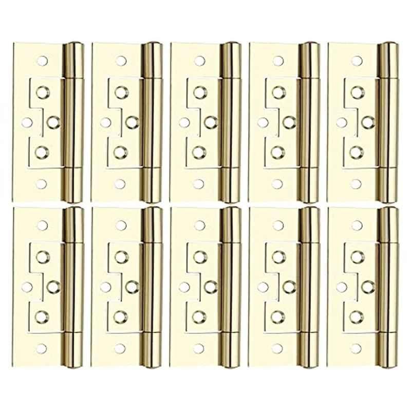 Screwtight 2.5 inch Iron Brass Effect Finish Cabinet & Door Flush Hinge, â€ŽS170704EB-10 (Pack of 10)