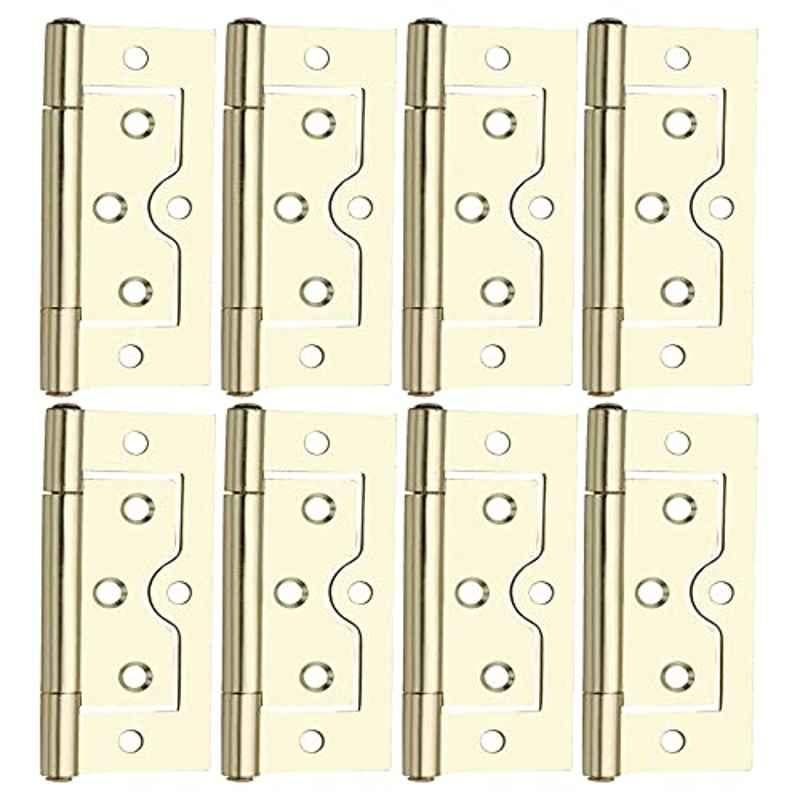 Screwtight 3 inch Iron Brass Effect Finish Cabinet & Door Flush Hinge, â€ŽS170705EB-8 (Pack of 8)