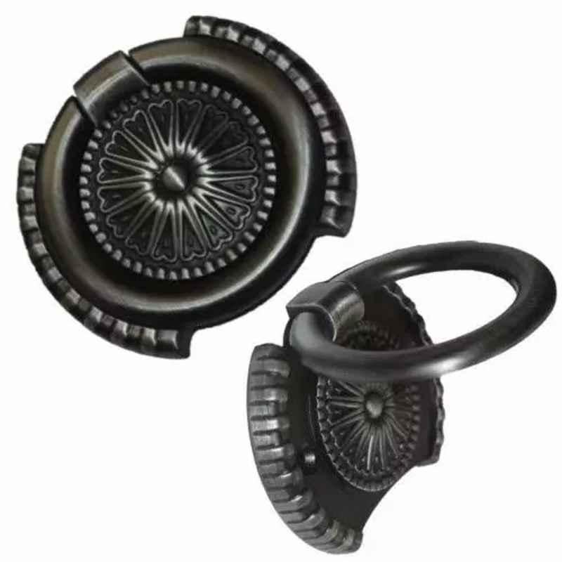 RiseOm KN-AWQ9-PE21 72mm Zinc Alloy Vintage Black Cabinet Door Puller Kadi (Pack of 2)