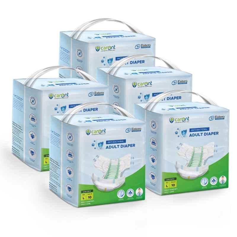 Carent 10 Pcs Large Anti Bacterial Adult Diaper Set, Diaper-L-S5 (Pack of 5)
