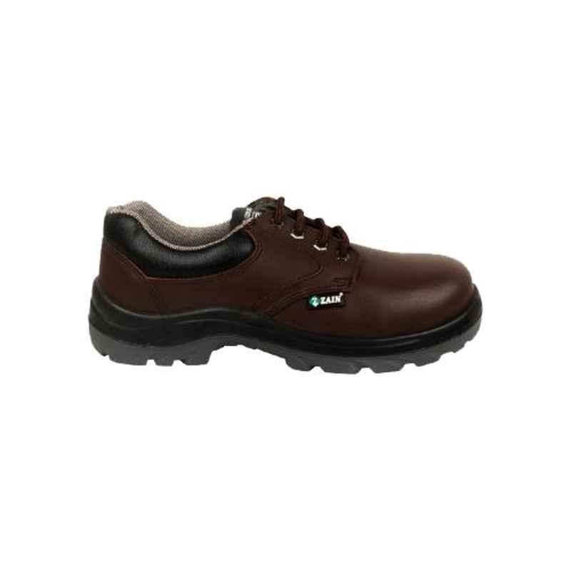 Zain ZM-05 Leather Steel Toe Dark Brown Work Safety Shoes, 82336, Size: 6