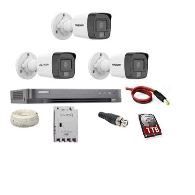 Hikvision EVteQ 5MP 20m Smart Dual-Light Built-in Mic 1TB HDD 3 Bullet CCTV Camera with DVR Kit, HIK5MPDUALLIGHTKIT3B1TB