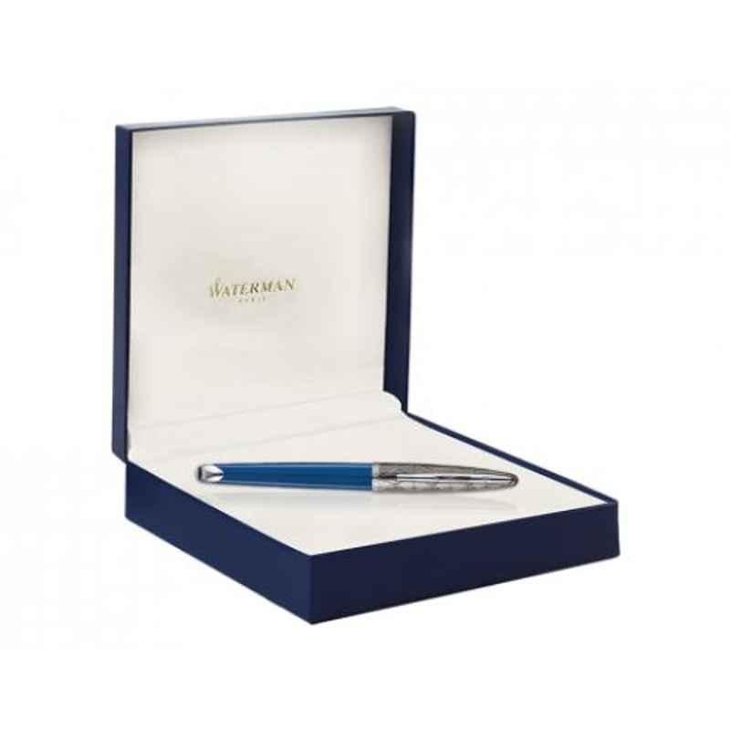 Waterman Blue Ink Carene Contemporary Blue & Gun Metal ST Fountain Pen