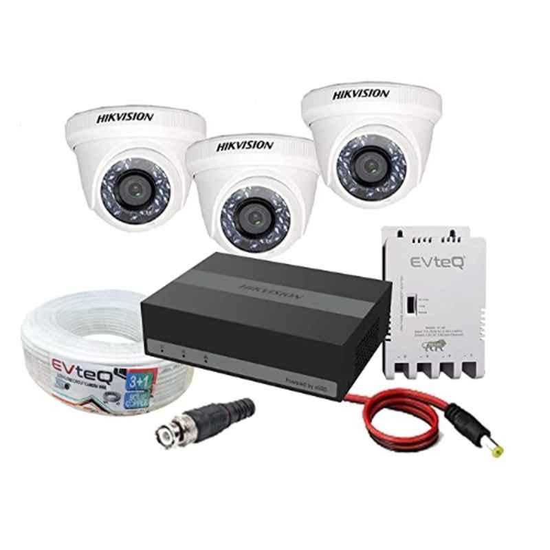 Hikvision EVteQ 2MP 3 Dome & 4 Channel 300GB Embedded Storage SSD DVR CCTV Camera Combo Kit, SK2MP3D