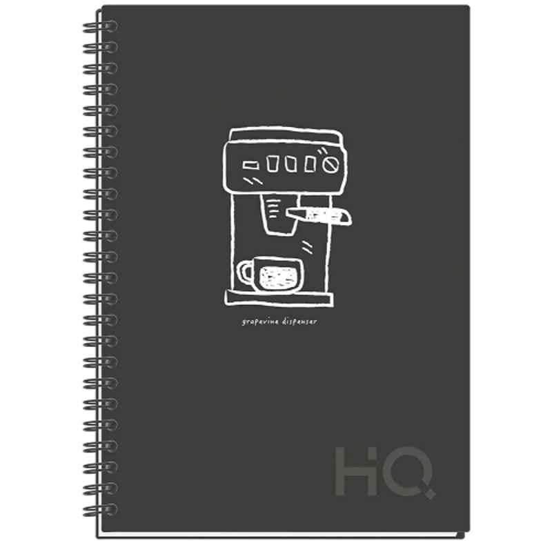 Navneet HQ A5 192 Pages Black Single Line Case Wiro Bound Corporate Edge Notebook Diary, 27026-2