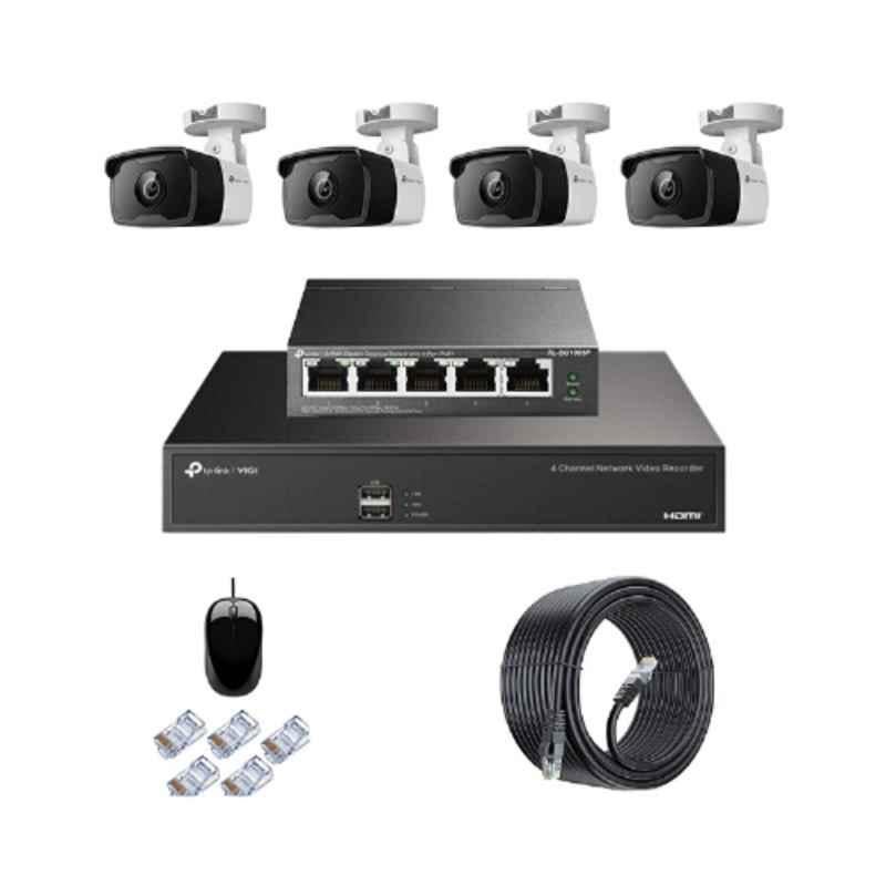 TP-Link VIGI C320I 2MP Outdoor Network IP Combo Kit with 4 Channel NVR, 4 Cameras, 5 Port POE Switch, D-LINK 100M LAN Cable & Connectors