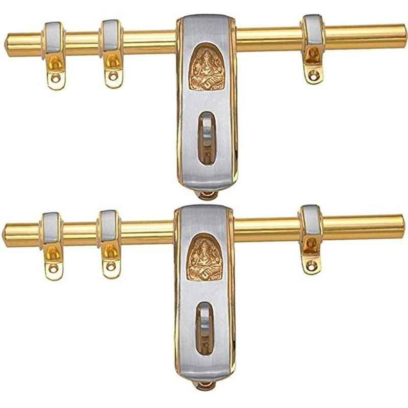 Smart Shophar 10 inch Brass Gold Silver Cave Ganesha Aldrop, SHA14AL-CAVE-GS10-P2 (Pack of 2)