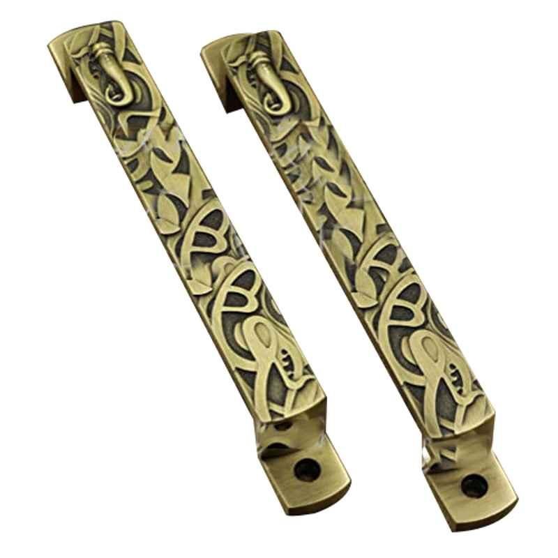 Jovial 2 Pcs 7 inch Zinc Alloy Antique Brass Main Door Pull Handle Set, Handle-131