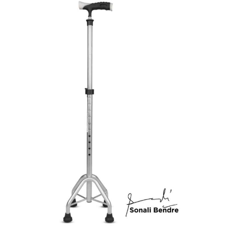 Entros Silver Premium 4 Leg Straight Walking Stick with Support, KL946L