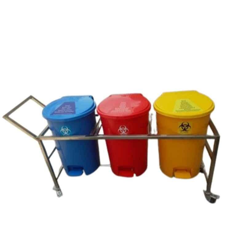 Wellsure Healthcare 3 Pcs 20L Waste Bin Trolley Set, WSH-1507