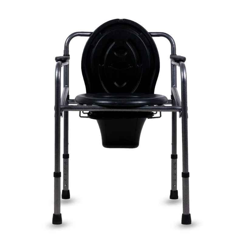 Everactiv 100kg Steel Height Adjustable 5 Function Commode Chair with Lid & Bucket, HAC501