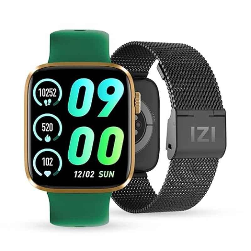 IZI Smart Pro 1.92 inch Green & Black Retina Display Smartwatch with Bluetooth Calling, AI Voice Assistant, Sports Mode, Health Monitor, Activity Tracker & 2 Premium Straps