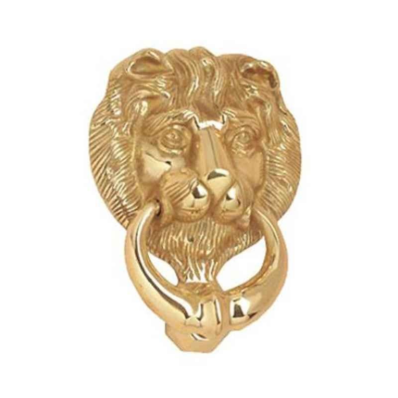Smart Shophar 5 inch Brass Gold Lion Door Knocker, SHA10DK-LION-GL05-P1 (Pack of 4)