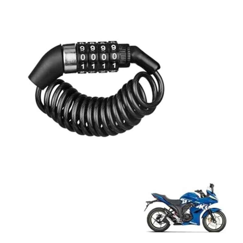 Kozdiko Plastic Black Resettable Password Multi-Use Cable Lock for Suzuki Gixxer SF