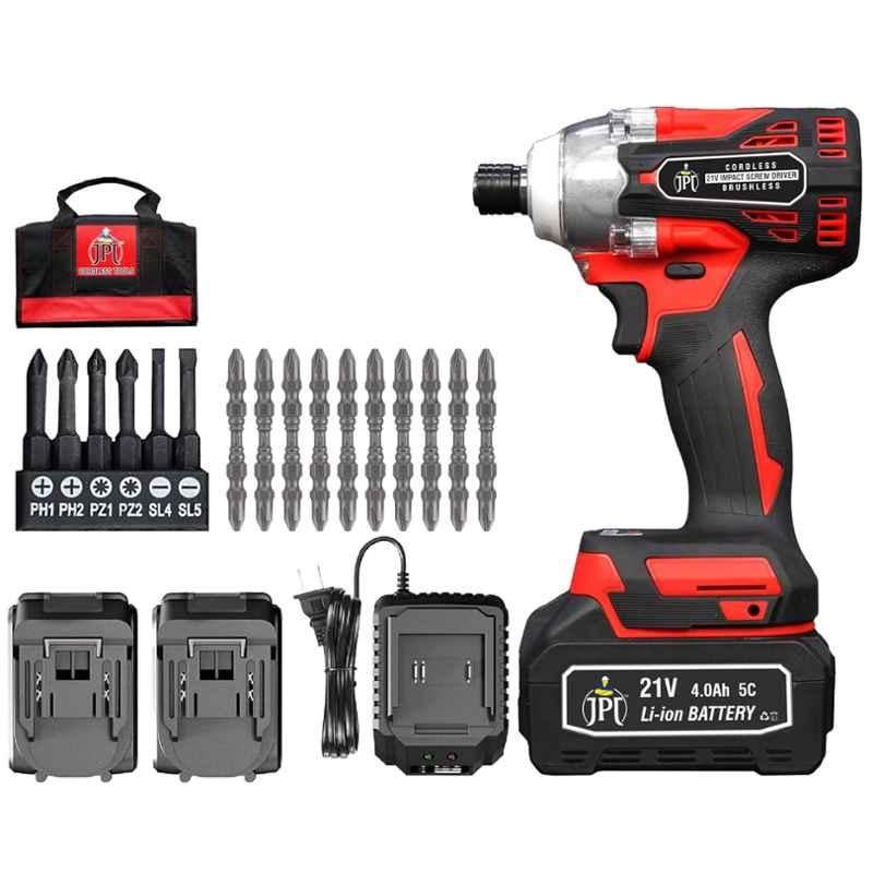 JPT 21V 1/4 inch 3000rpm Cordless Impact  Drill Drivers with 16 Pcs Screwdriver Bits