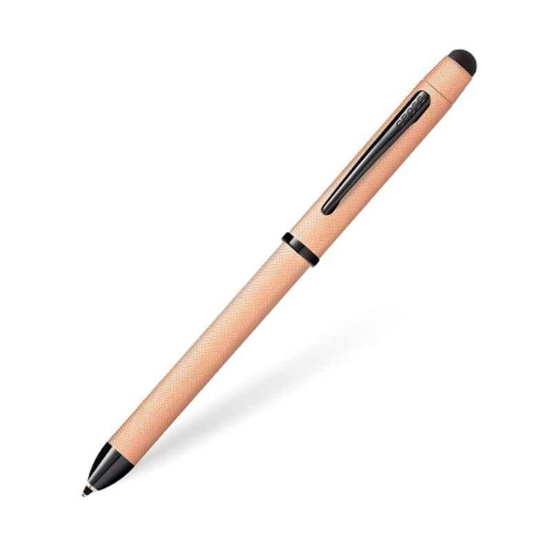 Cross Tech3 Plus  Black Ink Brushed Rose Gold PVD Finish Multifunction Pen with 1 Black & Red Refills, 3.5mm Pencil Leads, 1 Pencil Eraser Set, AT0090-20