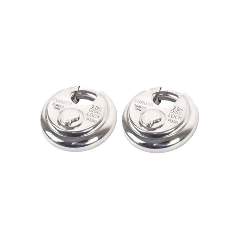 Europa 14mm 14 Pin Stainless Steel High Security Disc Padlock, P390 TW (Pack of 2)
