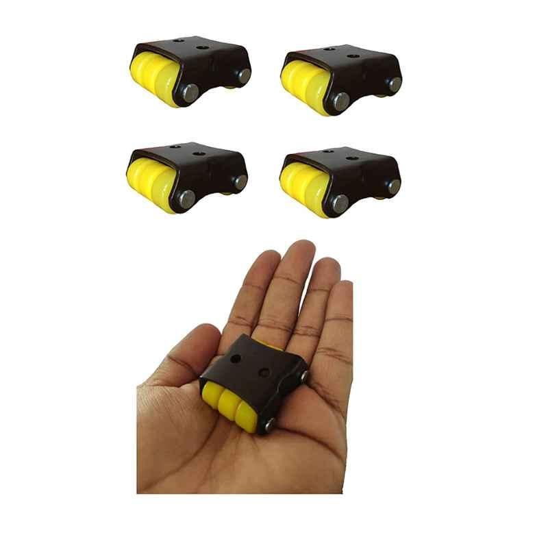 Galaxy 4 Wheels Steel Black Roller Moving Castor for furniture (Pack of 4)