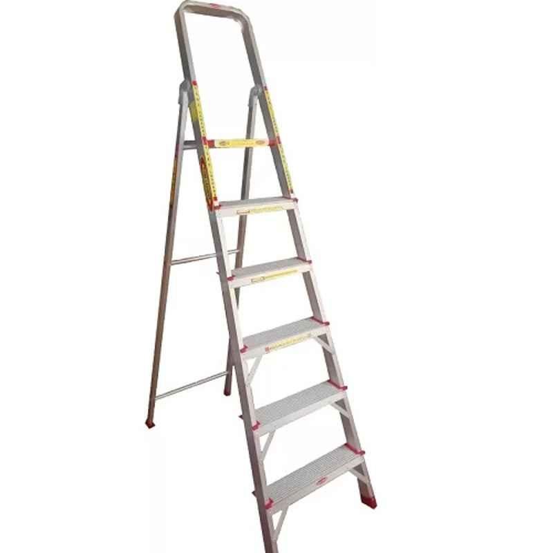 Pune Ladders 120kg 6 Steps Aluminium Silver Ladder with Platform, PL05FT