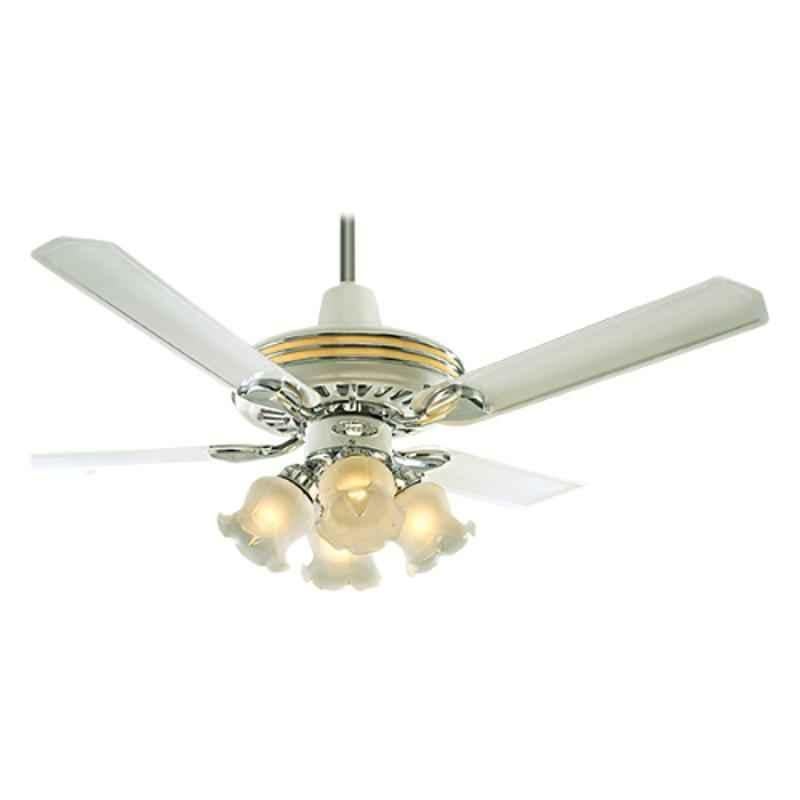 Breezalit Decora 70W Glossy White Designer Ceiling Fan with Remote, BZ032, Sweep: 1200 mm