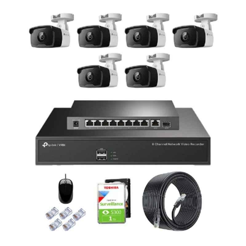 TP-Link VIGI C340I 4MP Outdoor Network IP Combo Kit with 8 Channel NVR, 6 Cameras, 10 Port POE Switch, 1TB HDD, D-LINK 100M LAN Cable & Connectors