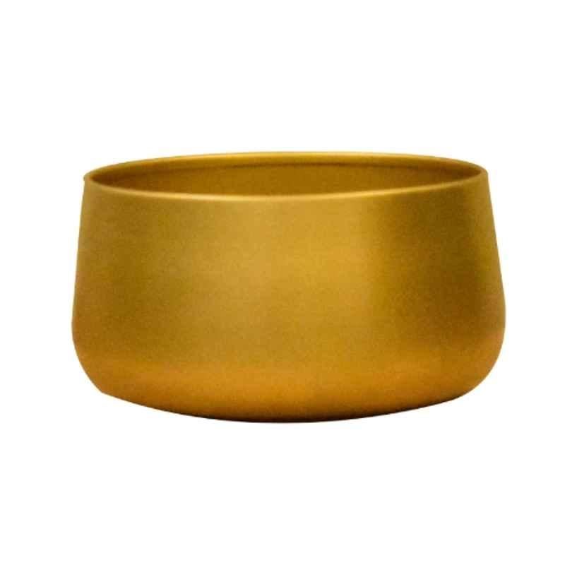 Sone Key Chidiya 3x5.5 inch Iron Handi Shape Gold Mirgan Plant Container for Desktop, Home, Indoor & Outdoor, CPSUL-20-WO-PLATE