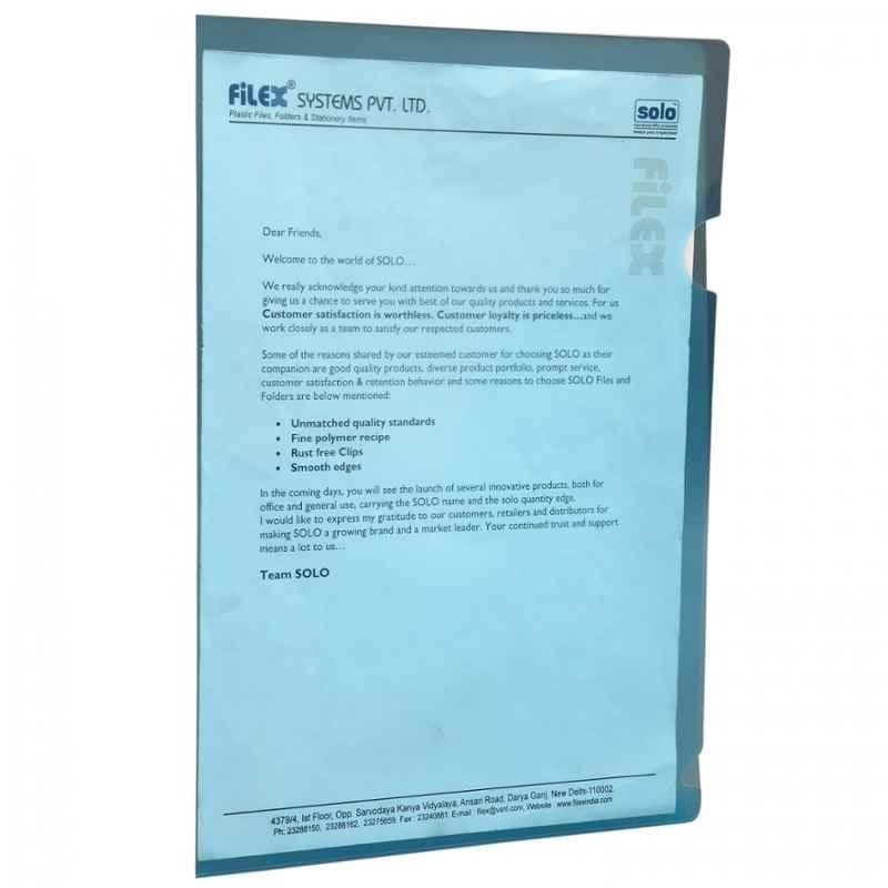 Solo A4 Transparent Blue Expandable Clear Holder, CH 101 (Pack of 100)