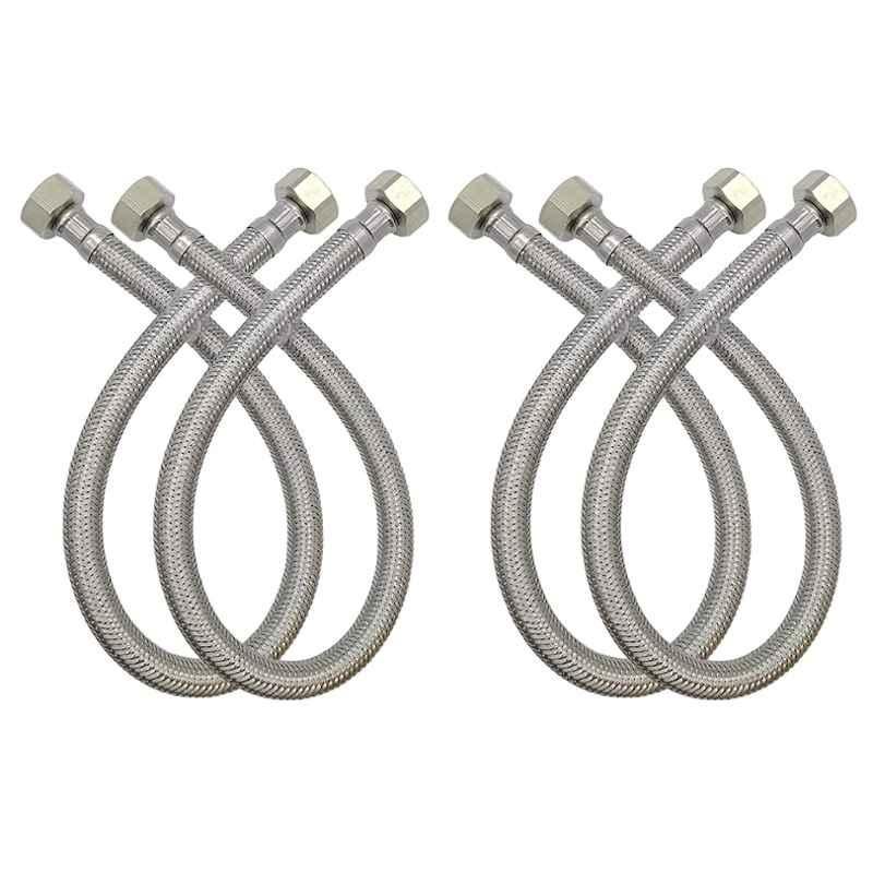 Spazio Smartbuy 24 inch Stainless Steel Chrome Finish Silver Connection Pipe (Pack of 4)