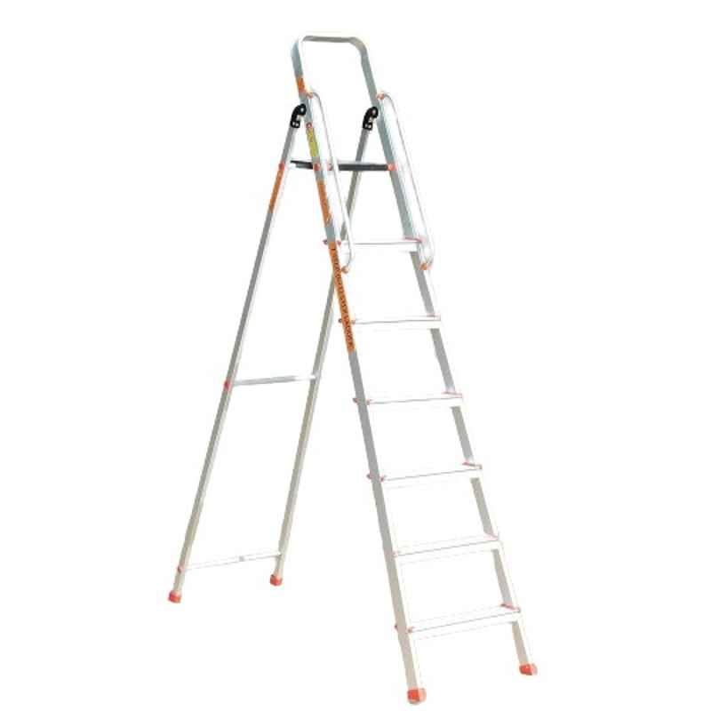 Prime Safe-T 7 Step Aluminium Foldable Ladder for Home & Office Use with Hand Rails, PST-07