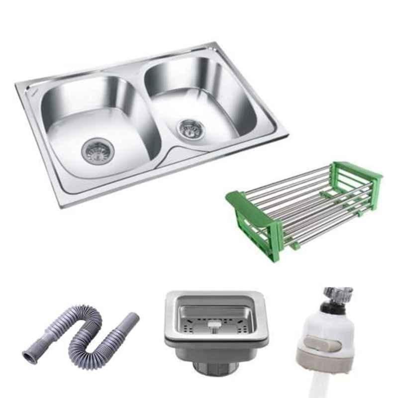 ZAP 37x18x10 inch Stainless Steel Silver Matt Finish Double Bowl Kitchen Sink