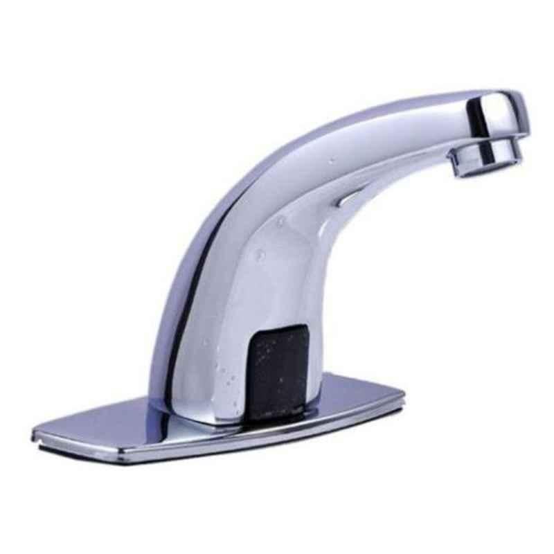 Drizzle 2 Pcs Brass Chrome Finish Silver Automatic Sensor Basin Tap Set for Bathroom, ASENSORTAP2