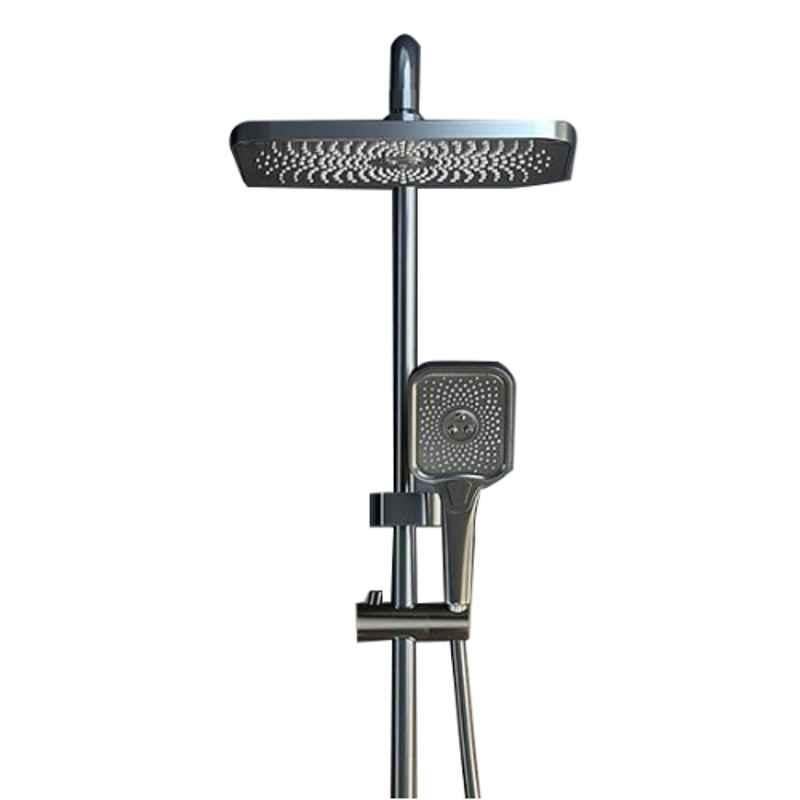 NextGen 4 Function Brass Gun Gray Black Finish Thermostat Shower Set with Piano Switches